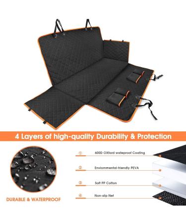 Waterproof Dog Car Seat Cover | Scratchproof Pet Hammock with Side Flaps | Washable Nonslip Backseat Protector for Cars, Trucks, SUVs - Grey - Buy Online on SooperMarket.com