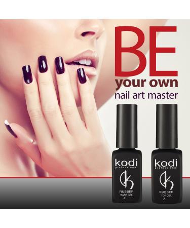 Kodi Professional Rubber Top & Base Gel Set | 12ml 0.42 oz | Long Lasting Nail Polish Kit | Non-Toxic & Scentless | Easy to Use | Cure Under LED/UV Lamp - Buy Online on SooperMarket.com