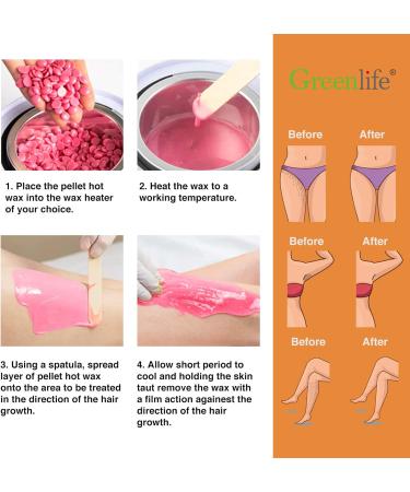 GreenLife 17.6oz/1.10lb/500g Hard Wax Beads Hard Wax Beans Hair Removal Painless Waxing Bean Home wax Kit for Facial Legs Arms Body Bikini Brazilian Pearl Depilatory Hot Waxs for Women and Men (Rose) - Buy Online on SooperMarket.com