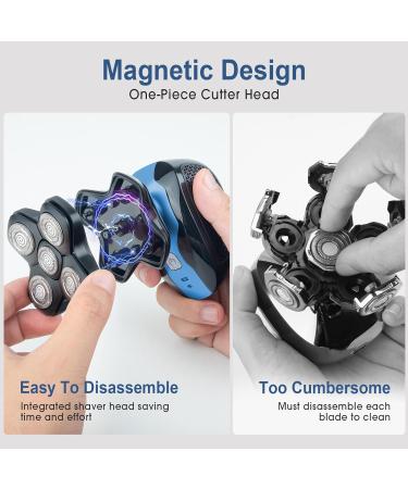 Upgrade Magnetic Head Shaver for Bald Men - Cordless 5-in-1 Electric Razor | IPX7 Waterproof Wet/Dry Grooming Kit | Easy Palm Shaver for a Smooth Shave - Buy Online on SooperMarket.com
