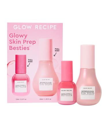 Glow Recipe - Glowy Skin Prep Besties - Watermelon Niacinamide Dew Drops (40ml) + Guava Vitamin C Eye Gel Treatment (15ml) - Hydrating Skin Glow Serum & Under Eye Brightener for Dark Circles (1 Kit)