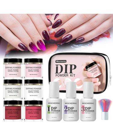Blue Gray Nail Polish Dip Powder Nail Kit Nude Pink Glitter 6 Colors Acrylic Dipping Powder System Kit For French Nail Manicure Nail Art Set Rhinestone Applicator Tool (A One Size) One Size A - Buy Online on SooperMarket.com