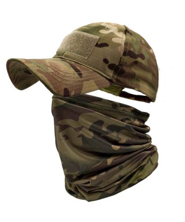 ehsbuy Camo Hats for Men with Cooling Neck Gaiter Baseball Caps Face Scarf Mask Army Tactical Military Cap Neck Tube Snoods for Running Hunting Camping Cycling Fishing Outdoor Sports Camo Cp