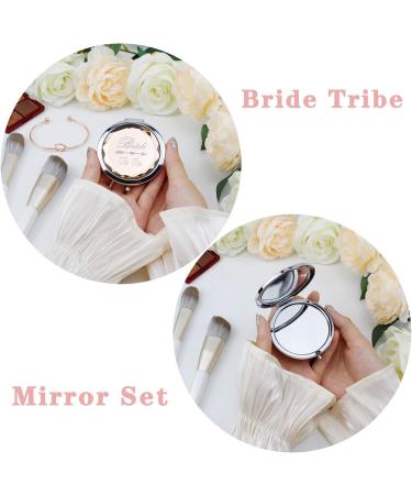 8-Pack Bridal Party Makeup Mirrors and Bracelets Set - Bride to Be Mirror, 7 Bride Tribe Mirrors, Bridesmaid Love Knot Bracelets for Bachelorette Party - Champagne - Buy Online on SooperMarket.com