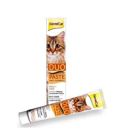 GimCat Duo Paste Anti-Hairball Malt and Cheese - This cat snack promotes the natural passage of ingested hair - 1 tube (1 x 50 g)