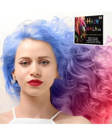 Hair Chalk 24 Colors Temporary Hair Dye Safe Hair Chalk for Kids Washable Temporary Hair Colour Pen Colorful Great Toy Temporary Hair Color for Halloween Carnival - Buy Online on SooperMarket.com