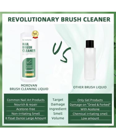 Morovan Nail Brush Cleaner - 8oz Restorer for Acrylic, Gel, Paint & Kolinsky Brushes - Buy Online on SooperMarket.com