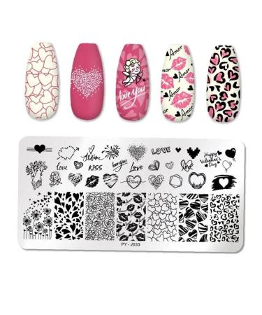 PiniceCore DIY Nail Art Plates Love Rose Flower Stamp Stencils Stamping Kit Manicure