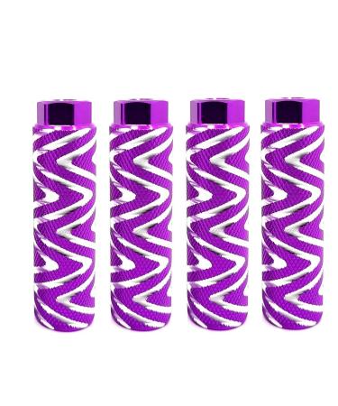 Mantain Bike Foot Pegs,Two Pairs 4" Length Aluminum Alloy Cylinder Anti-Skid S Stripes Fit 3/8 inch Axles Purple