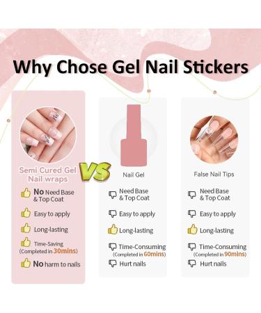 Semi Cured Gel Nail Strips Gel Nail Stickers - 20 Pcs Nail Stickers for Nail Art - Soft Self-Adhesive Gel Nail Wraps Easy Apply & Remove for Salon-Quality Manicure Kit (UV/LED Lamp Required)(BSS-0342) - Buy Online on SooperMarket.com