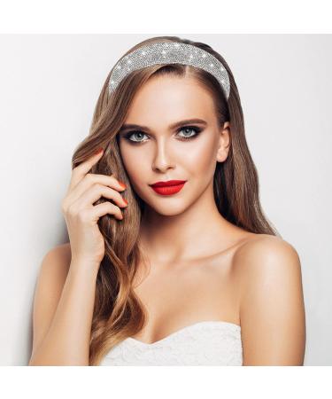 Sibba Rhinestone Headband - Sparkly Crystal Bling Hair Band for Women and Girls (Silver) - Buy Online on SooperMarket.com