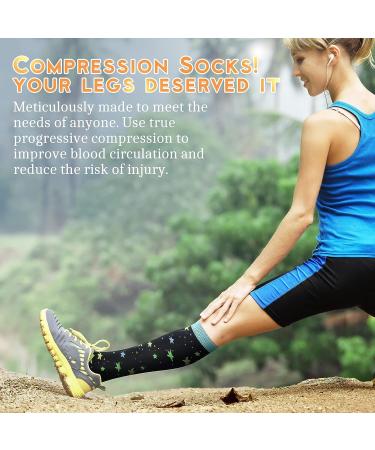 QUXIANG Compression Socks 15-20 mmHg for Women & Men - Medical Grade for Running, Nursing, Travel - Large-X-Large, 015 Black/Blue/Red/Green/White/Pink - Buy Online on SooperMarket.com