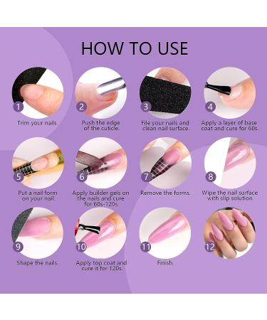 Saviland Builder Nail Gel Kit - 12 Colors Extension Glitter Hard Gel Set for Nail Strengthening and Art - Includes 3 Nail Brushes and Forms - A-Glitter Series - Buy Online on SooperMarket.com