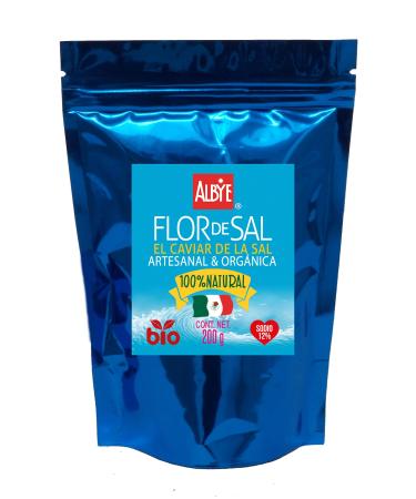 Fleur de Sel Organic Artisanal Natural Low Sodium (12%) Pouche 200g Enhances The Taste of Foods. The Caviar of Salt!.