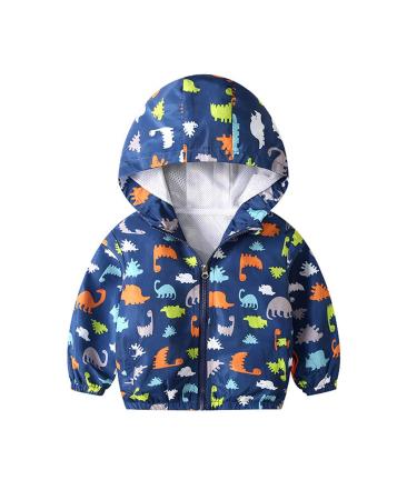 JinBei Jacket Boy Toddler Kids Hooded Jackets Baby Waterproof Windbreaker Hooded Zip Windproof Long Sleeve Coat Cloak Sunscreen Outwear Raincoat Cartoons Thick Clothes Soft Light and Thin 1-7 Years 100 Bleu