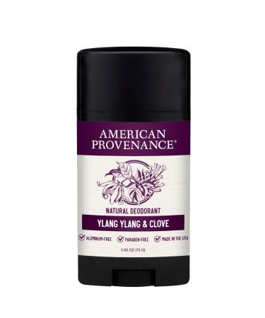 American Provenance Aluminum Free Natural Deodorant For Women and Men - Ylang Ylang and Clove - 24 Hour Odor Protection - Cruelty Free - Made in the USA (1 pack) Ylang Ylang & Clove