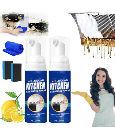 Kitchen Foam Cleaner All-Round Kitchen Cleaning Foam Japanese Multi-Purpose Cleaner Spray Japanese Professional Kitchen Oil Stains Removing Cleaner Bubble Cleaner Foam Spray (2pcs)