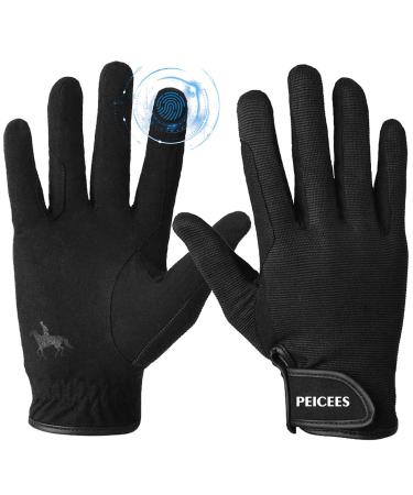 Peicees Horse Riding Gloves Professional Equestrian Riding Gloves for Women Men Kids Touchscreen Horseback Riding Gloves for Horse Riding Cycling Motorcycle and Outdoors Black Coffee Black Medium