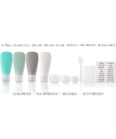 GLOBEGEAR Silicone Travel Bottles & TSA Approved Toiletry Bag Set - Vacation & Cruise Must Haves - Model GG3 - Buy Online on SooperMarket.com