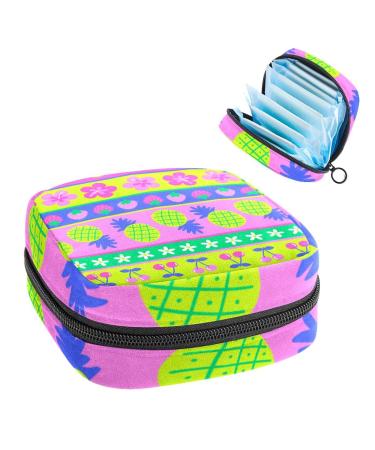 Colorful Fruits Sanitary Napkin Storage Bag Feminine Menstrual Cup Pouches Nursing Pad Holder Tampon Bags Portable Period Bag for Women Teen Girls 1Pcs Multi-colored 9