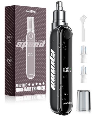 Rechargeable Ear and Nose Hair Trimmer for Men Women Professional Eyebrow Trimmer with Digital Display 9000 RPM Powerful Motor and Dual-Edge Blades for Smoother Cutting 2 Blades Grey Gray