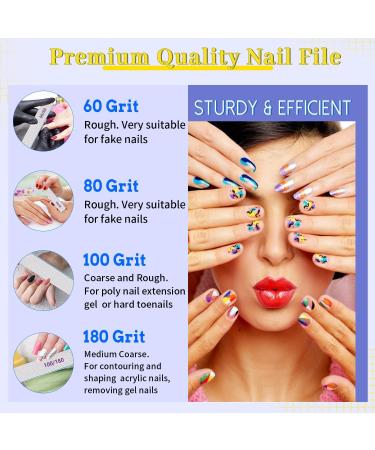 25 Pcs 80/80 Grit Nail Files for Acrylic and Gel Nails - Professional Double Sided Emery Board for Home and Salon Use - Coarse G80/80 Nail File for False Nails - Buy Online on SooperMarket.com
