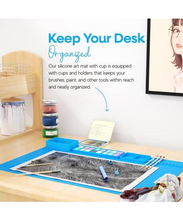 Large Silicone Crafts Painting Mat with Cup | Washable & Nonstick Artist Mat | Pink 23.8x15.7 Inch - Buy Online on SooperMarket.com