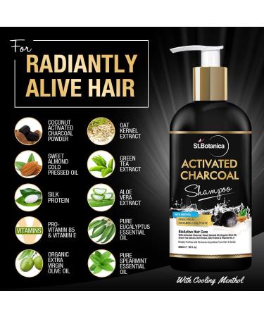 StBotanica Activated Charcoal Hair Shampoo 300ml - Sulfate-Free Paraben-Free Nourishing Ingredients for Healthy Hair - Buy Online on SooperMarket.com
