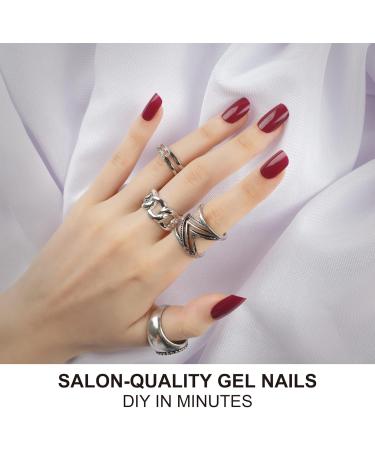 Foyute Semi Cured Gel Nail Strips 20 Pcs Soft Self-Adhesive Gel Nail Polish Wraps Sticker for Salon-Quality Manicure Set Long Lasting Easy to Apply & Remove Nail File & Wooden Stick (Grape purple A) - Buy Online on SooperMarket.com