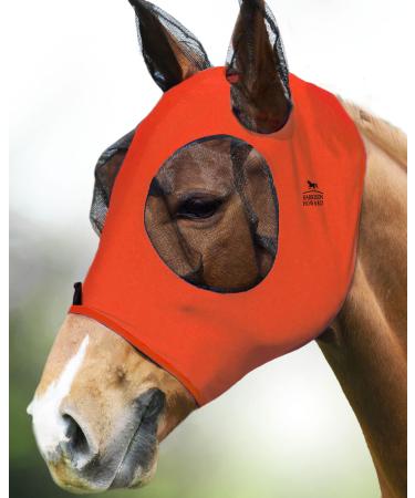 Harrison Howard Super Comfort Stretchy Fly Mask Large Eye Space with UV Protection Skin with Breatathability Orange L Large Orange