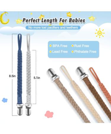 POKIPAW Pacifier Clip for Boys and Girls  6 Pack Baby Pacifier Holder Leash 100% Handmade Braided Fits All Pacifiers & Teething Toys Modern Unisex Baby Gift Colorful - Buy Online on SooperMarket.com