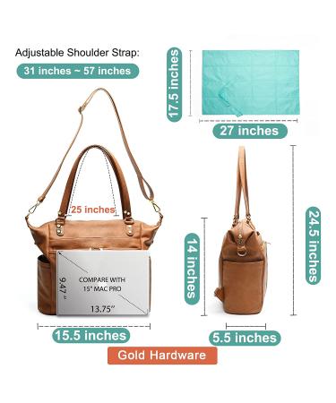 Mominside Leather Diaper Bag Backpack | 14 Pockets | Large Travel Baby Bag with Insulated Pockets & Changing Station - Brown - Buy Online on SooperMarket.com