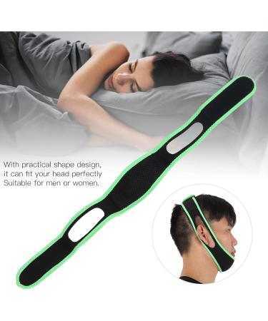 Adjustable Anti-Snoring Chin Strap for Better Sleep | Breathable Jaw Support Belt with Fluorescent Green Edge Covering - Buy Online on SooperMarket.com