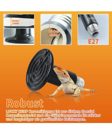 Lucky Herp 2 Pack 150W Reptile Ceramic Heat Lamp - E27 Terrarium Heating for Turtles Chickens Dogs & Cats (220V-240V) - Buy Online on SooperMarket.com