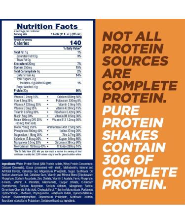 Pure Protein Chocolate Peanut Butter Shake | 30g Protein | Ready-to-Drink Keto-Friendly | Immune Boosting Vitamins | 11oz Bottles - 12 Pack - Buy Online on SooperMarket.com