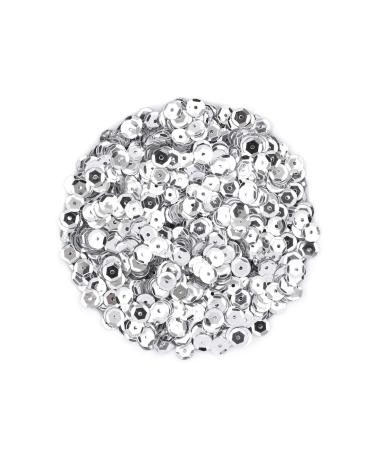 Naler 2800 Pieces 6MM Loose Sequins Cup Sequins Embroidery Sequins Iridescent Spangles for Crafts Sewing Wedding Christmas Easter Decorations  Silver