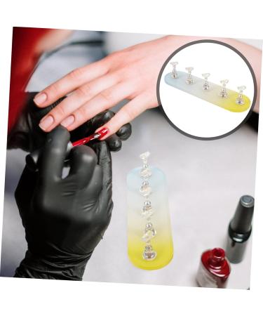 COOLHIYA 1 Set nail practice holder gradient rainbow nail stan training nail stands nail art organiser nail painting stand nail decor nail stands for nail art plastic Acrylic oval Yellow Blue 12.8x3.7cm - Buy Online on SooperMarket.com