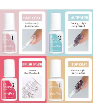 Jelly Nude Acrylic Dipping Powder System Essentials KitLiquid Glue Set Steps 1-4 Base Coat Activator Top Brush Saver Long Lasting and No Nail Lamp Needed for French Nails - Buy Online on SooperMarket.com