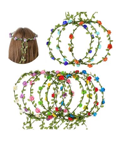 Flower crown 10 pieces hair garland flower wreath hair headband flower wreath hair flower wreath bride flower wreath flower crown headband hair band flowers wedding (a)