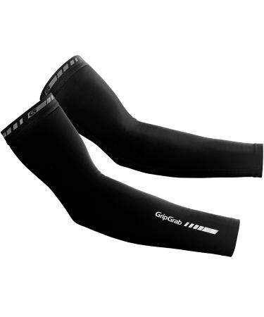 GripGrab Classic Winter Bicycle Arm Warmers Non-Slip Thermal Cycling Road Bike Gravel MTB Arm Warmers Cycling Arm Warmers M Black