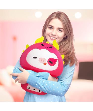 Mewaii 14'' Soft Cow Mushroom Pillow Stuffed Animal Plush Toy - Dragon Fruit Headgear 14 Inch - Cuddly Cow Plush for Kids - Buy Online on SooperMarket.com