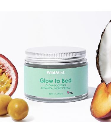 WildMint Glow to Bed Natural Facial Night Cream | Hydrating Moisturiser for Dry Menopause & Mature Skin | Anti-Aging Skin Care with Hyaluronic Acid | UK Vegan Face Cream for Sensitive Skin 50ml