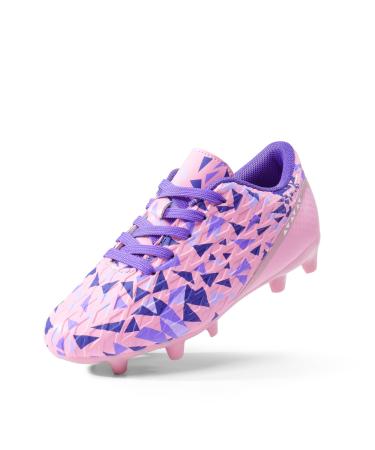 DREAM PAIRS Kids Lightweight Football Shoes Boys Girls Breathable Soccer Shoes PINK PURPLE HZ19003K Size 28EU/11US