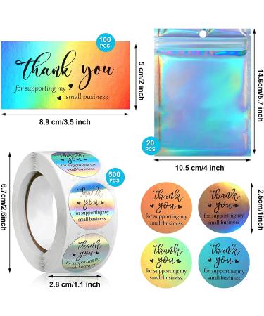 620-Piece Thank You Cards and Stickers Set with Gold Foil - Perfect for Small Business Owners - Holographic Design - Buy Online on SooperMarket.com