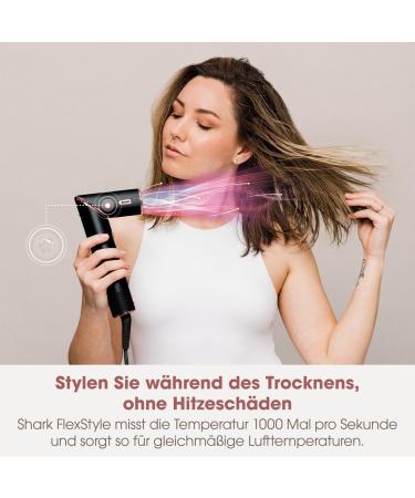 Shark FlexStyle 3-in-1 Airstyler & Hair Dryer - No Heat Damage Car Wrap Lure Oval Brush Concentrator - Champagne & HD424eu Black & Rose Gold - Buy Online on SooperMarket.com