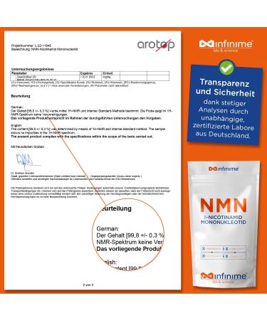 Infinime NMN 30G - Pure Nicotinamide Mononucleotide Powder | 99.8% Certified Purity | Lab Tested in Germany | Pet-Friendly for Dogs & Cats - Buy Online on SooperMarket.com