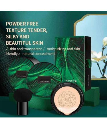 Air Cushion CC Cream - Long Lasting Mushroom Head Foundation | Bright Makeup Base with Sponge (2PCs) - International Shipping - Buy Online on SooperMarket.com