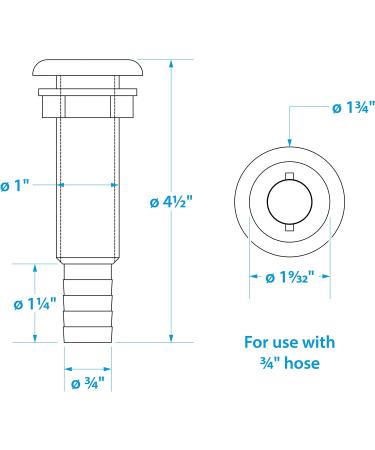 Seachoice 3/4 ID Polypropylene Extra Long Thru-Hull Connector - White Finish - Buy Online on SooperMarket.com
