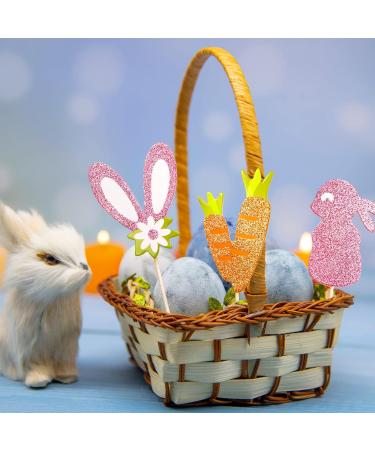 Easter Bunny Ears Cupcake Toppers Glitter Cake Decorations - Buy Online on SooperMarket.com