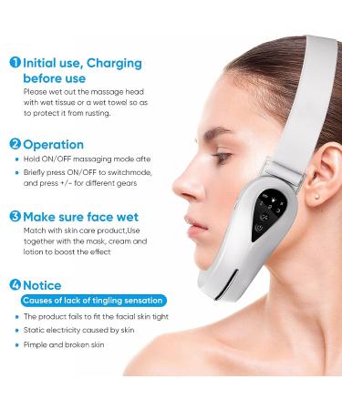 Electric Double Chin Reducer Machine | 4 Modes for Face Lift & Firming | Eliminate Saggy Skin and Double Chin - White - Buy Online on SooperMarket.com